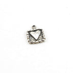 14mmx10mm Sterling Silver Square Heart Charm with Rope Border Detailing Love