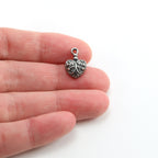 14mmx10mm Sterling Silver Small Ornate Curly Swirl Heart Charm Love Sisters