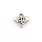 15mmx13mm Sterling Silver Thick Heart with Fancy Cross 3D Charm Love Sisters