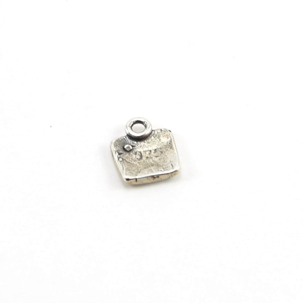 10mmx9mm Sterling Silver Tiny Square Heart Picture Frame Charm Love Friendship