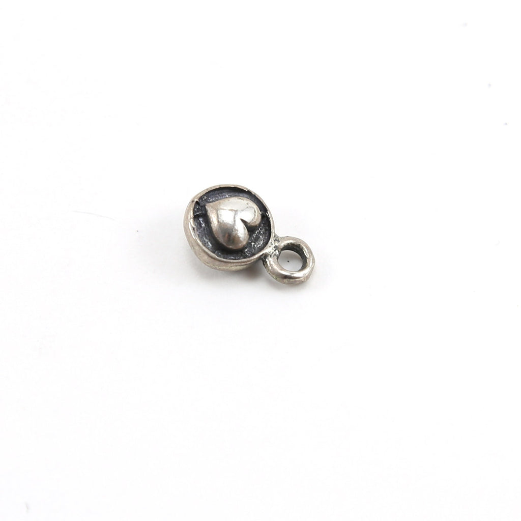 Sterling Silver Thick 3D Round Raised Heart Charm Love Friendship