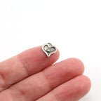 Sterling Silver Mini Tiny Heart with Dot Charm in Dainty Heart Love