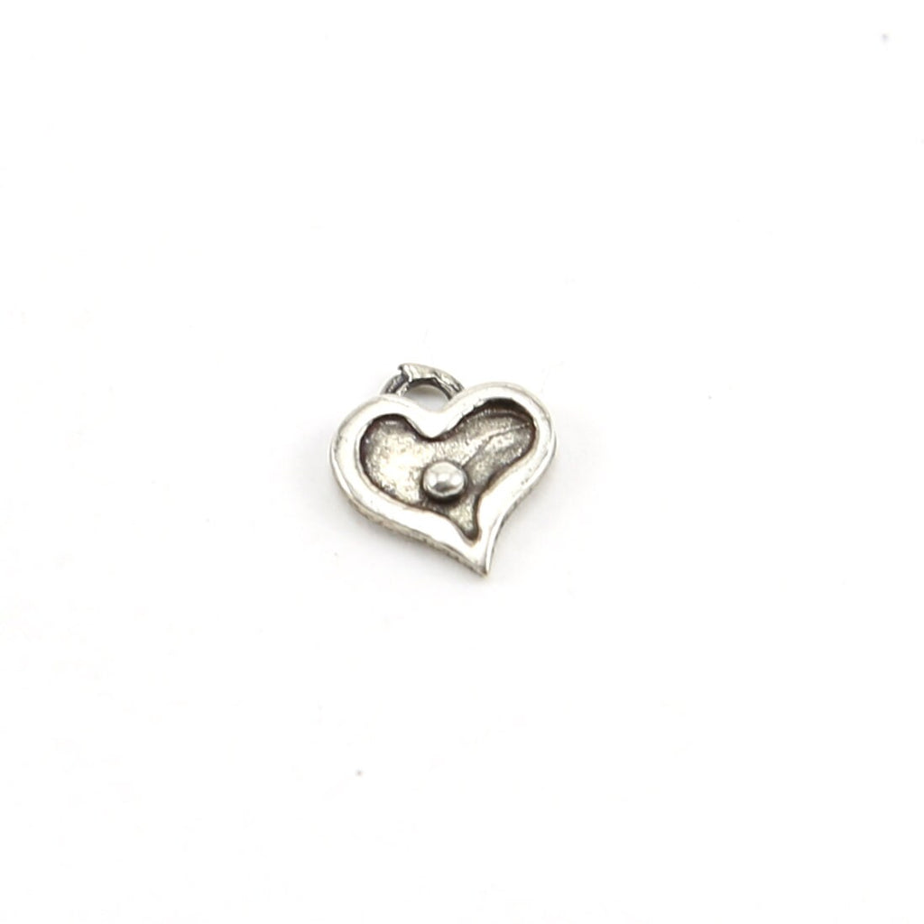 Sterling Silver Mini Tiny Heart with Dot Charm in Dainty Heart Love