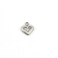 Sterling Silver Small Double Sided Heart Charm with Stamped Heart