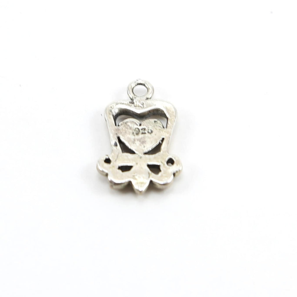Sterling Silver Whimsical Curly Frame Heart Charm in Love Sisters