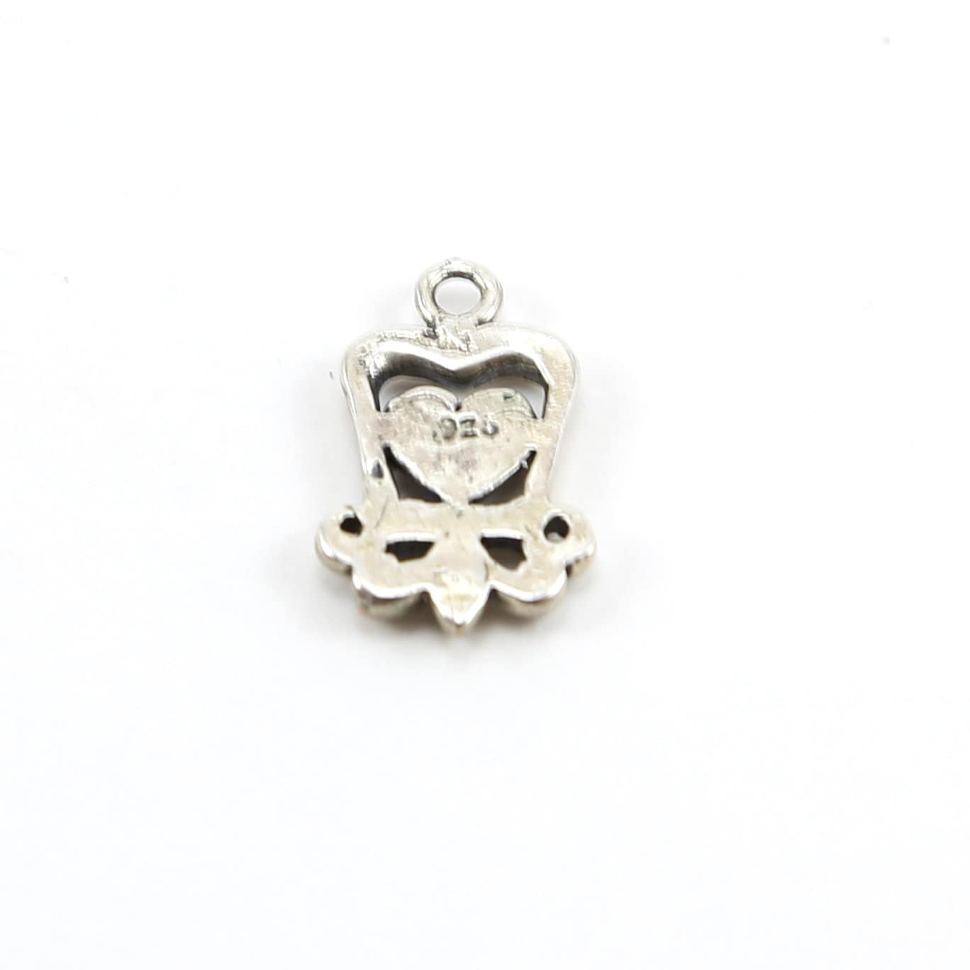 Sterling Silver Whimsical Curly Frame Heart Charm in Love Sisters
