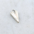 Sterling Silver Thick Sturdy Elongated Heart Charm in Dainty Love