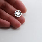 11mm Sterling Silver Heart Imprint Circle Medallion Coin Charm Mother