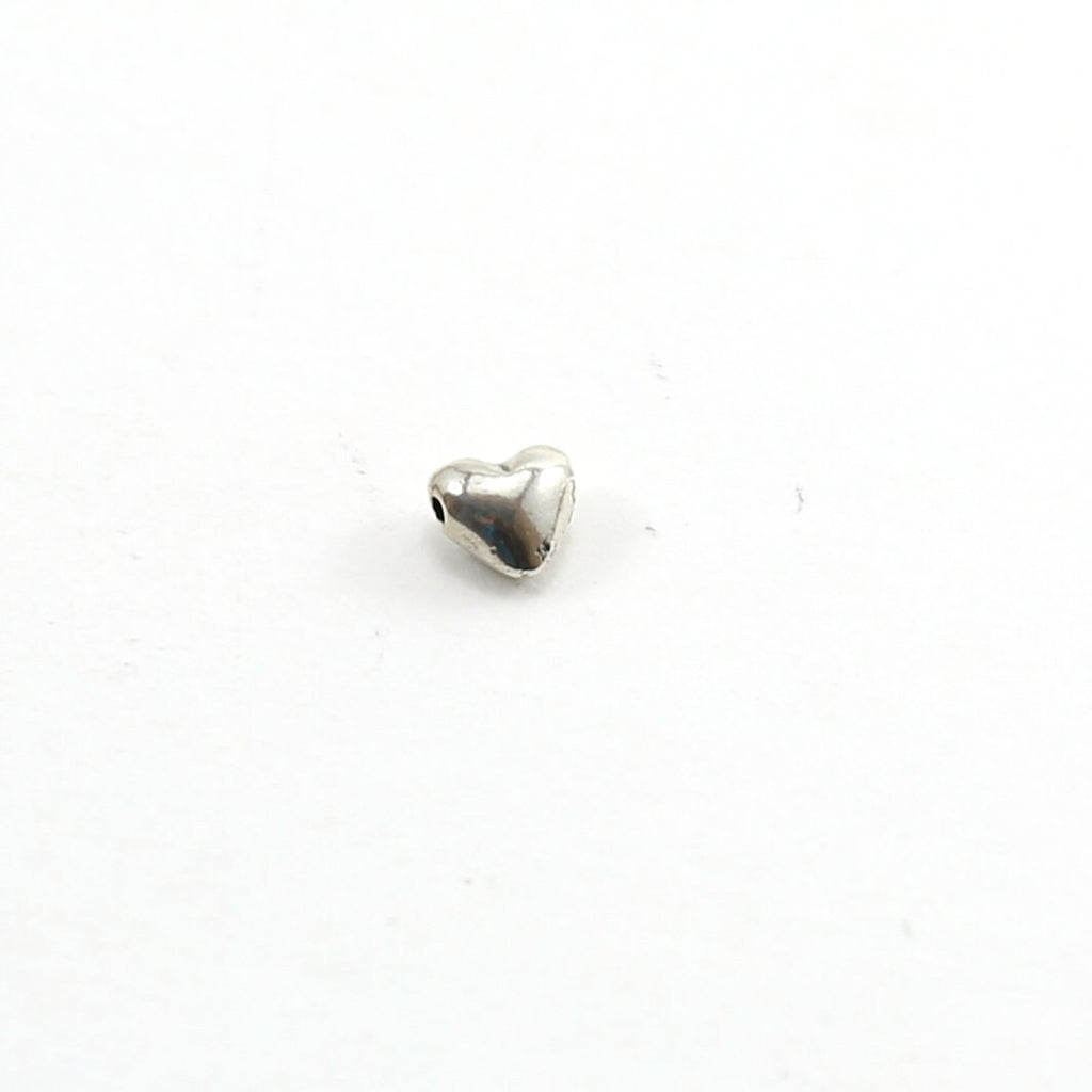 Sterling Silver Teeny Tiny Puffy Heart Bead Charm Dainty Heart Love Bead