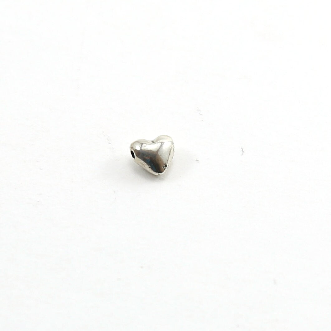 Sterling Silver Teeny Tiny Puffy Heart Bead Charm Dainty Heart Love Bead