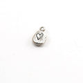 Sterling Silver Organic Shaped Thick Stamped Heart Oval Tag Charm