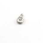 Sterling Silver Organic Shaped Thick Stamped Heart Oval Tag Charm