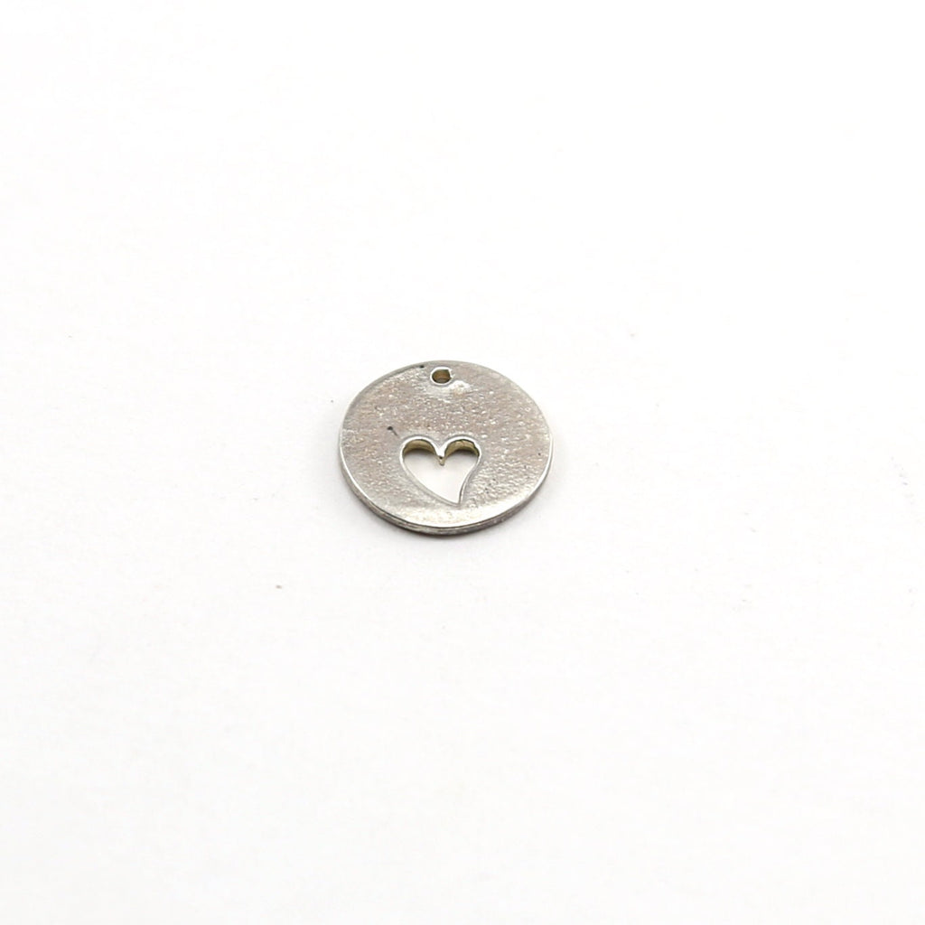 Sterling Silver or Vermeil or Heart Cut Out Circle Medallion Coin Charm Mother