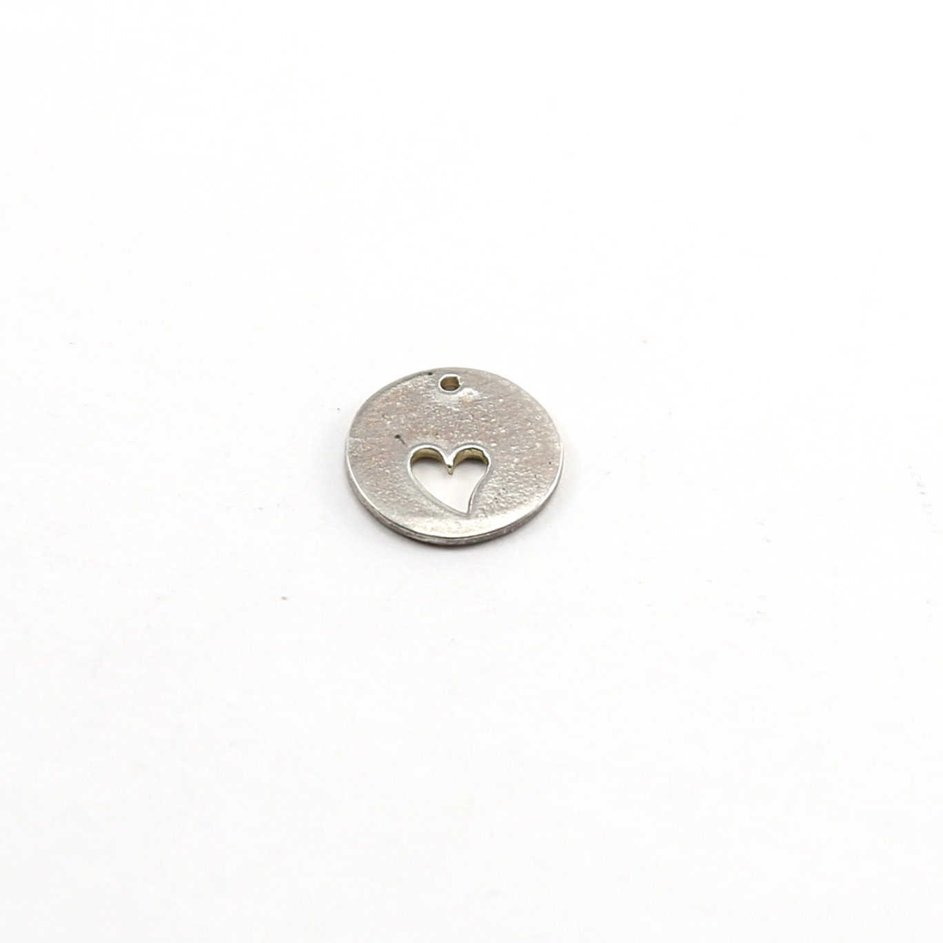Sterling Silver or Vermeil or Heart Cut Out Circle Medallion Coin Charm Mother