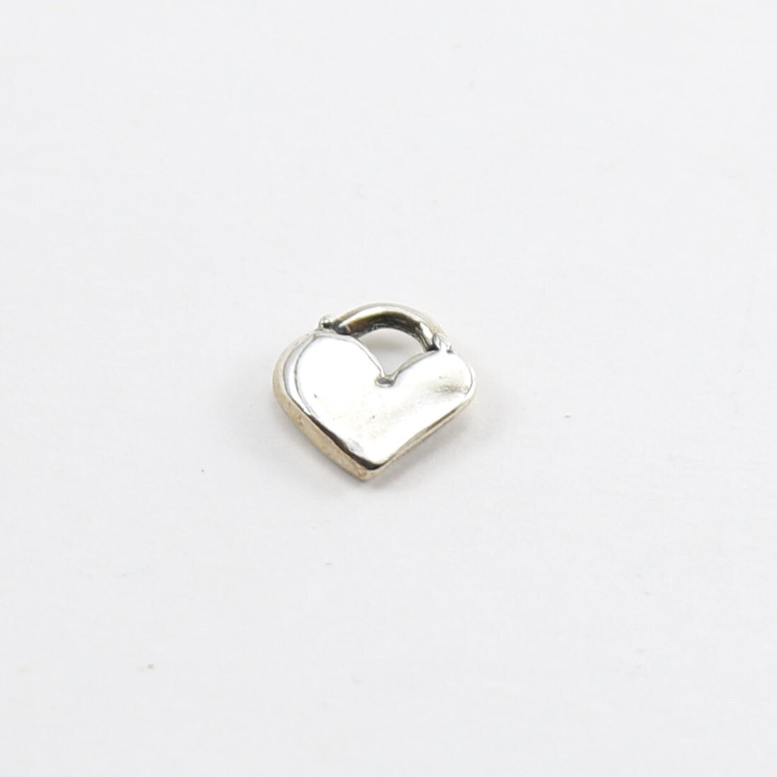 Sterling Silver Organic Natural Shaped Thick Heart with Loop Charm Love