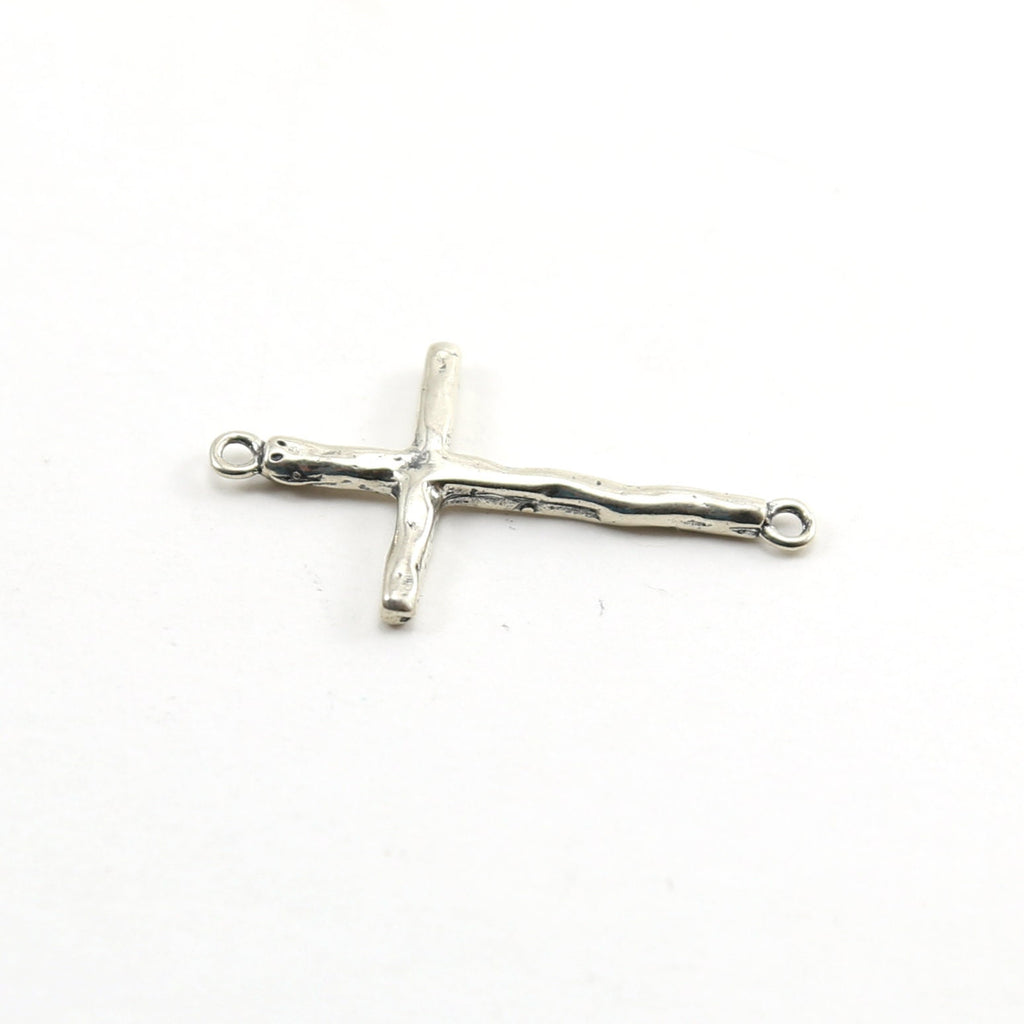 Sterling Silver or Vermeil or Large Hammered Textured Horizontal Cross