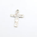 Sterling Silver Large Hammered Textured Flat Cross Charm Pendant