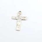Sterling Silver Large Hammered Textured Flat Cross Charm Pendant