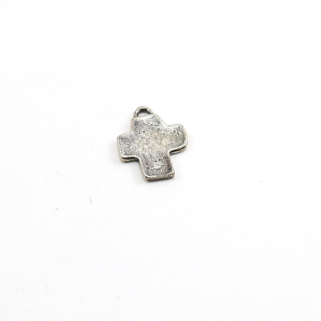Sterling Silver or Vermeil or Whimsical Sewed Patch Texture Cross Charm