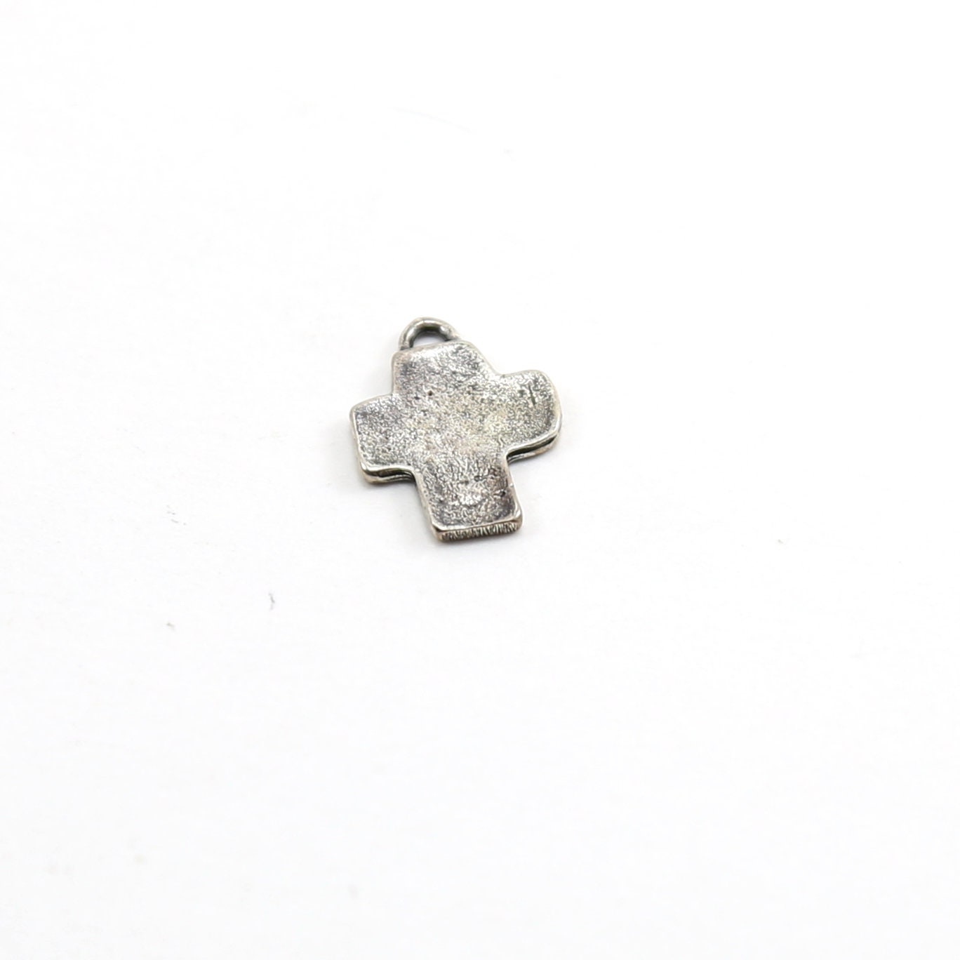 Sterling Silver or Vermeil or Whimsical Sewed Patch Texture Cross Charm