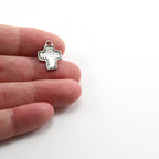 Sterling Silver or Vermeil or Whimsical Sewed Patch Texture Cross Charm