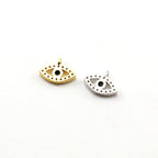 Rhodium Plated CZ Small Evil Eye Black Stone Eye Necklace Charm