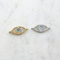 Rhodium Plated CZ Large Evil Eye Blue Stone Eye Necklace Bracelet