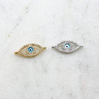 Rhodium Plated CZ Large Evil Eye Blue Stone Eye Necklace Bracelet