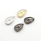 23mmx14mm Rhodium Plated CZ Pave Buddha Om Gold Silver Gunmetal Yoga Buddhist