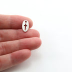 Sterling Silver Oval Cross Cut Out Charm Religious Spiritual Catholic