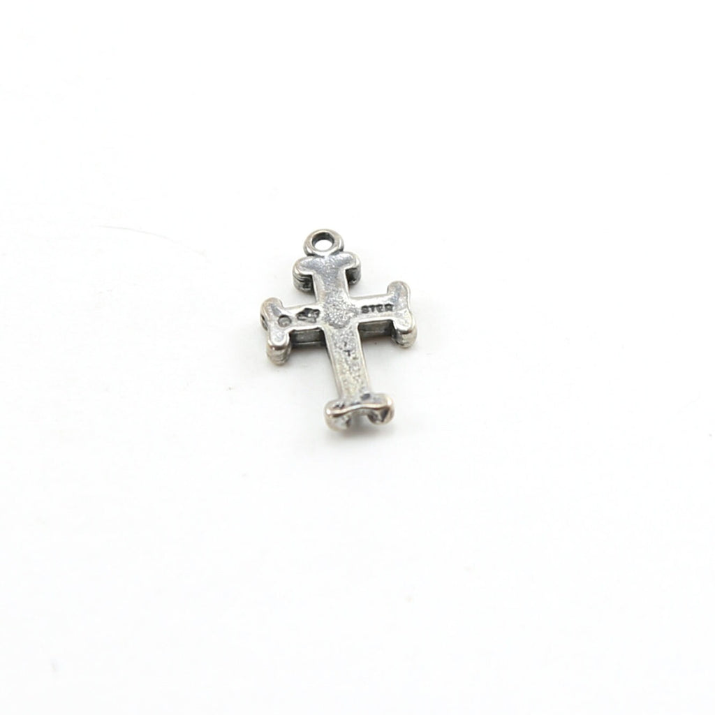 Sterling Silver Indented Curly Edged Cross Charm Religious Spiritual