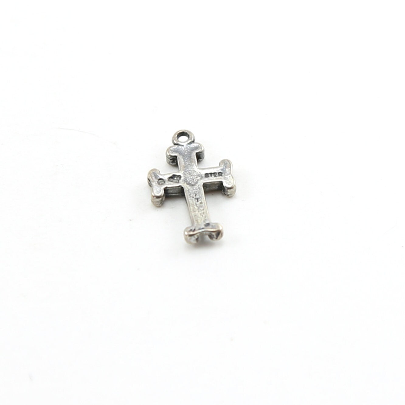 Sterling Silver Indented Curly Edged Cross Charm Religious Spiritual