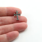 Sterling Silver Indented Curly Edged Cross Charm Religious Spiritual