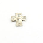 Sterling Silver Whimsical Dotted Patch Cross with Three Hearts Charm