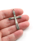 Sterling Silver or Vermeil or Large Fancy Edged Cross Charm Pendant Religious