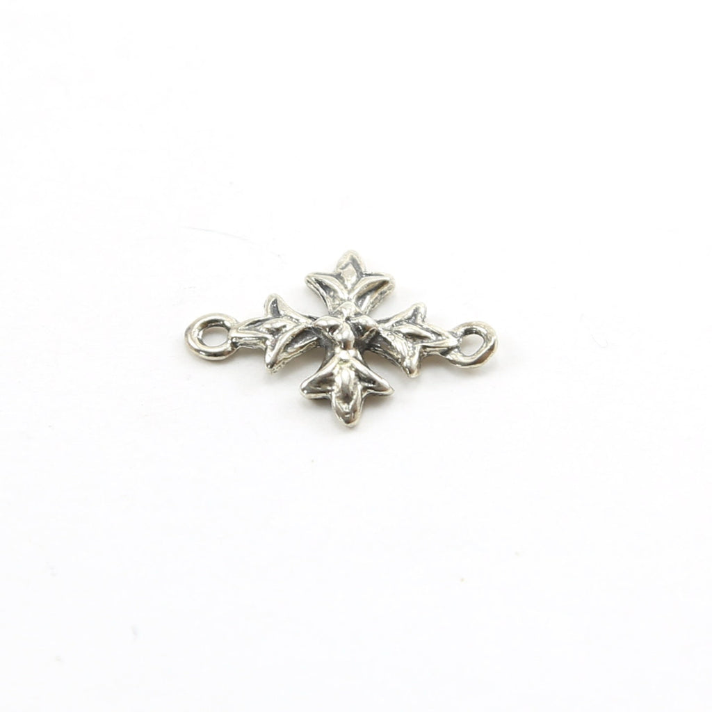 Sterling Silver Square Cross Charm Connector 2 Loop Pendant Religious