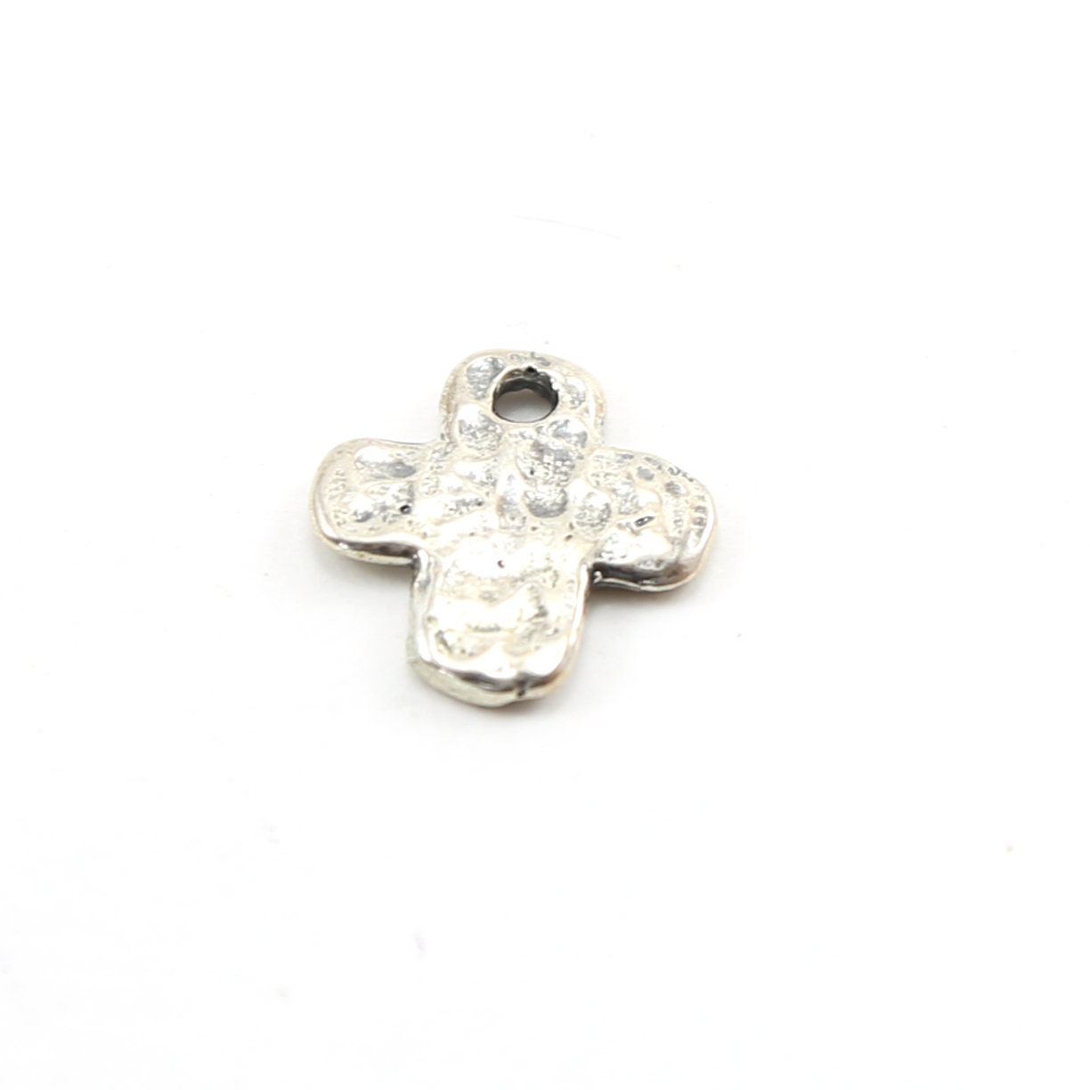 Sterling Silver or Vermeil or Thick Hammered Textured Cross Charm Pendant