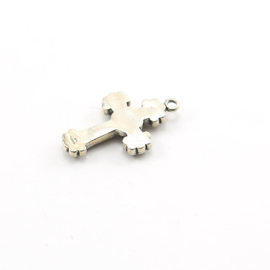 Sterling Silver Thick Fancy Edged Cross Charm Pendant Religious