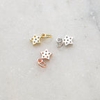 Rhodium Plated Teeny Tiny CZ Star Pave Celestial Charm in Gold Silver