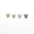 8mmx9mm Rhodium Plated CZ Pave Round 3 Way Y Connector in Gold Silver Rose