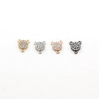 8mmx9mm Rhodium Plated CZ Pave Round 3 Way Y Connector in Gold Silver Rose