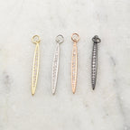 3mmx45mm Rhodium Plated Long Spike Rhodium Cubic Zirconia Dagger Point Pendant