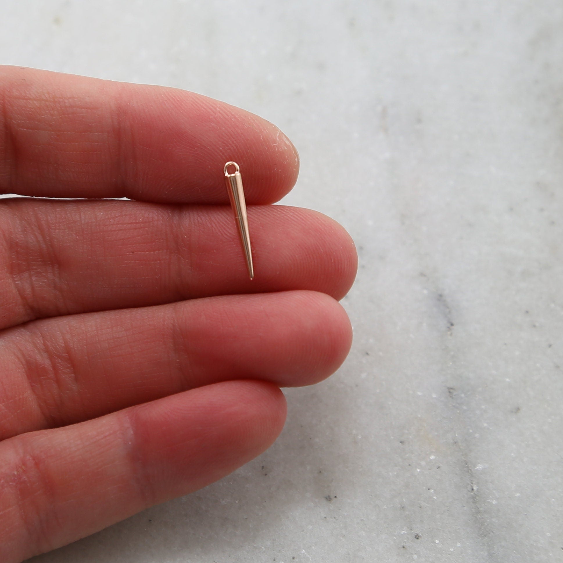 2mmx15mm Rhodium Plated Smooth Spike Dagger Point Pendant Charm Single Gold