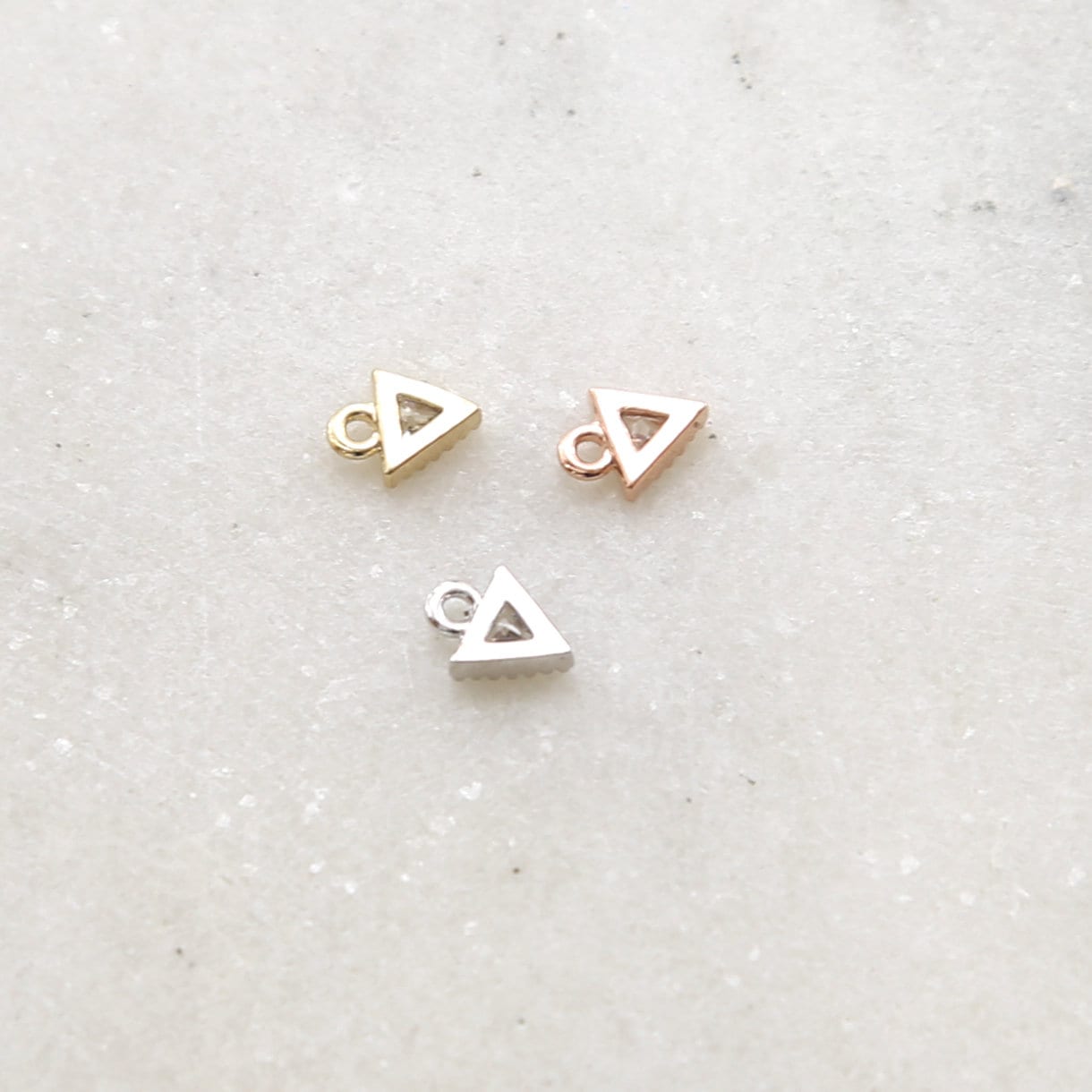 5mmx6mm Rhodium Plated Teeny Tiny CZ Pave Triangle Charm in Silver Gold Rose