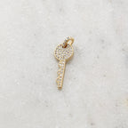 Rhodium Plated Pave CZ Gold Detailed Key Charm