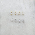 Rhodium Plated Four Pieces Dainty Tiny Marquise Pave CZ Small Drop (4pc)
