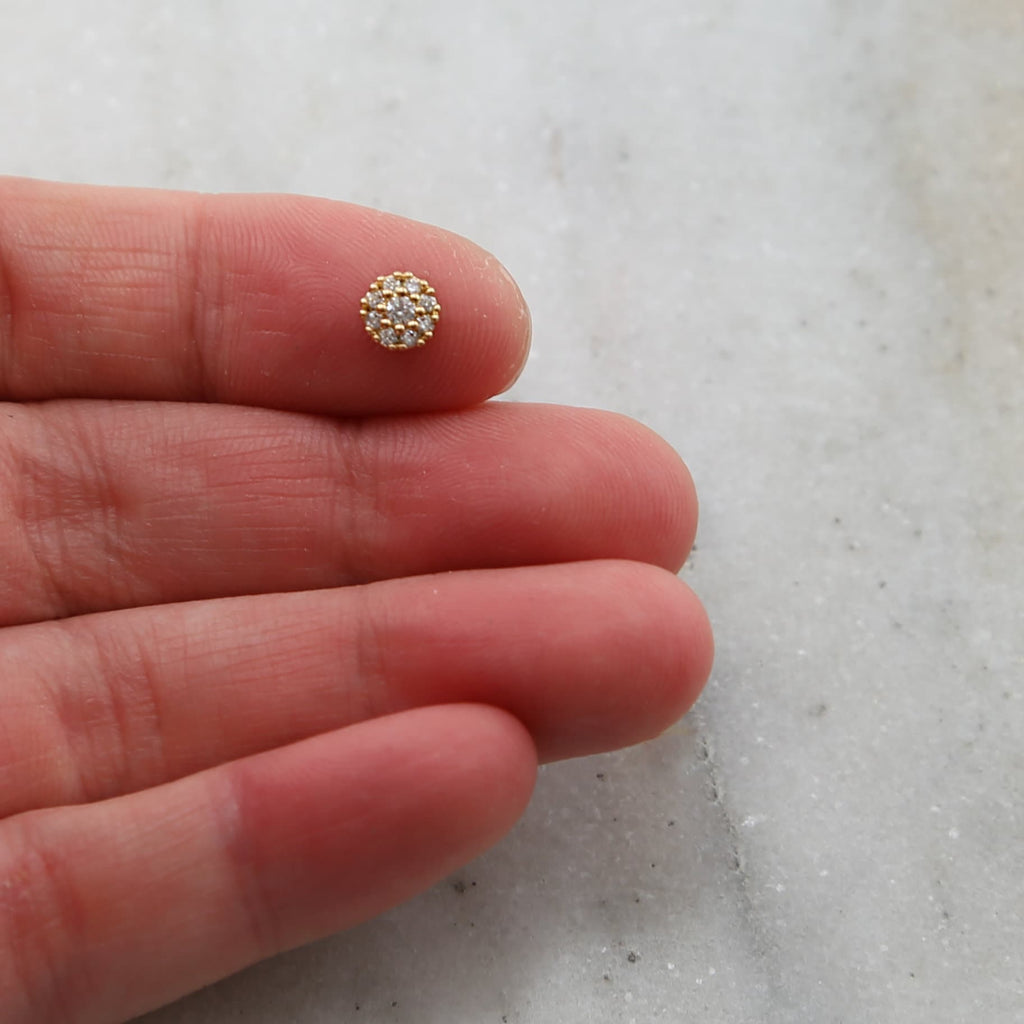 Rhodium Plated Daisy Flower Pave Bead Cubic Zirconia CZ Spacer Bead