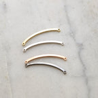 40mmx2mm Rhodium Plated Rhodium Cubic Zirconia Pave Long Curved Bar in Gold