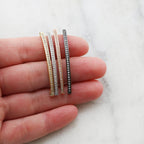 40mmx2mm Rhodium Plated Rhodium Cubic Zirconia Pave Long Curved Bar in Gold