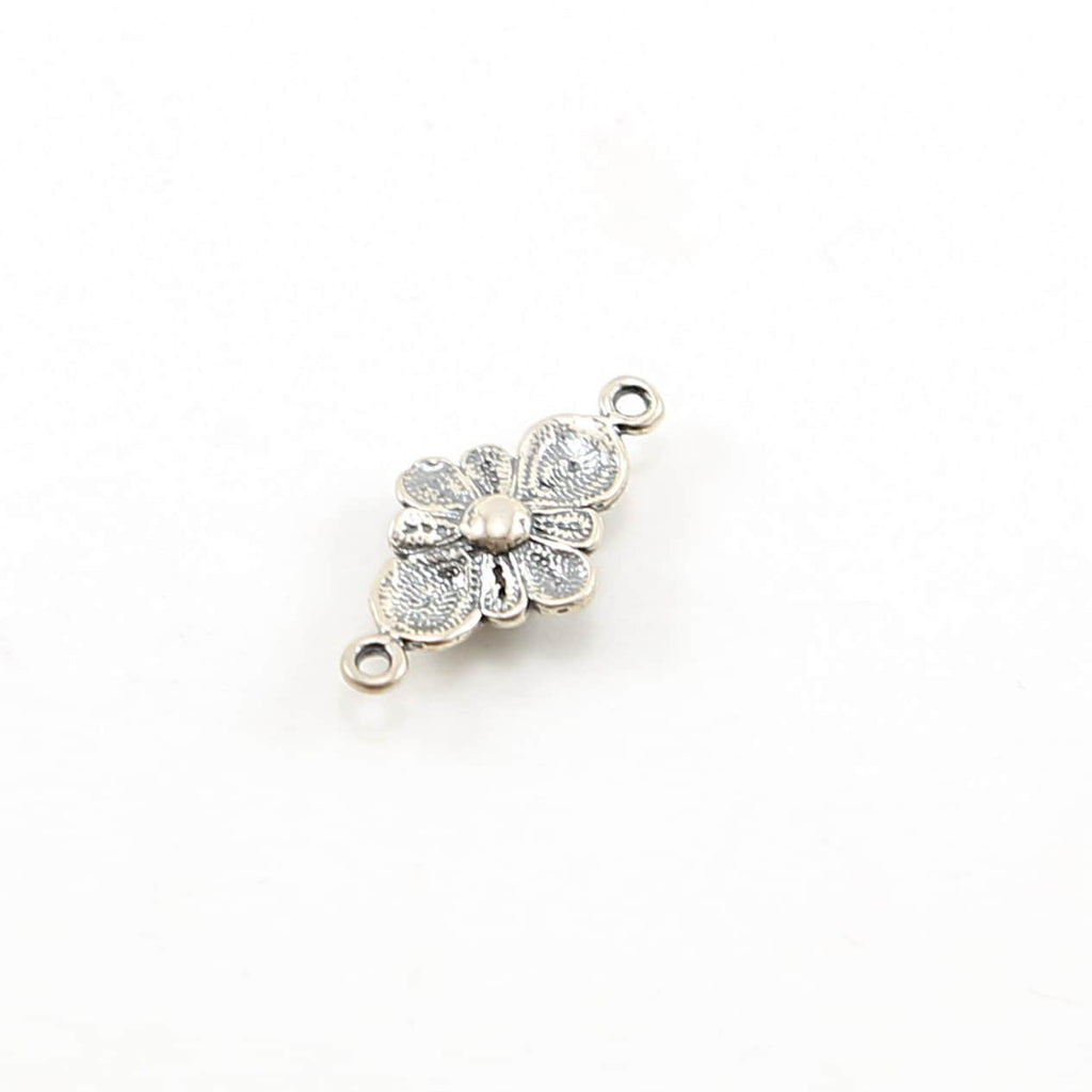Sterling Silver or Vermeil 3D Rose 2 Loop Connector or Beautiful Rose Flower